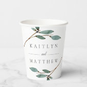 Het Collectie van het botanische Bliss Wedding Papieren Bekers (Achterkant)