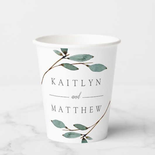 Het Collectie van het botanische Bliss Wedding Papieren Bekers (Voorkant)