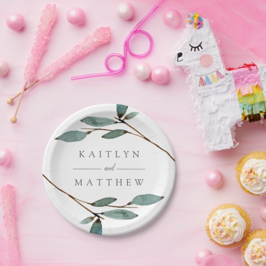 Het Collectie van het botanische Bliss Wedding Papieren Bordje (Feest)