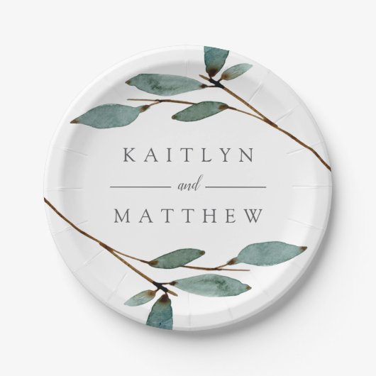 Het Collectie van het botanische Bliss Wedding Papieren Bordje (Voorkant)