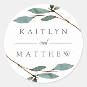 Het Collectie van het botanische Bliss Wedding Ronde Sticker (Voorkant)