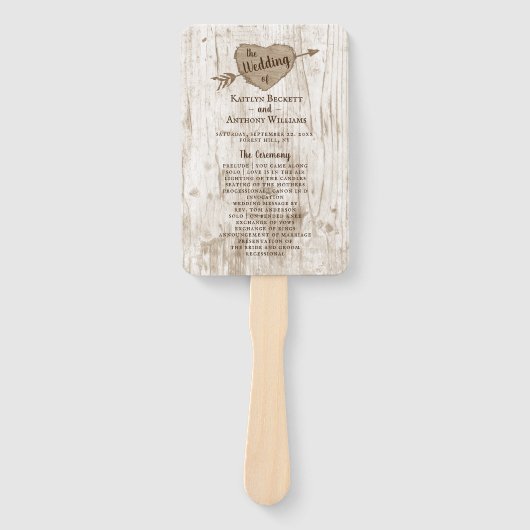 Het Collectie van het carved Heart Wedding Program Handwaaier (Voorkant)