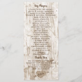 Het Collectie van het carved Heart Wedding Program Programmakaart (Achterkant)