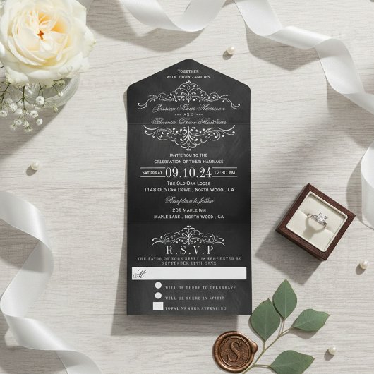 Het  Collectie van het Chalkboard Wedding All In One Uitnodiging