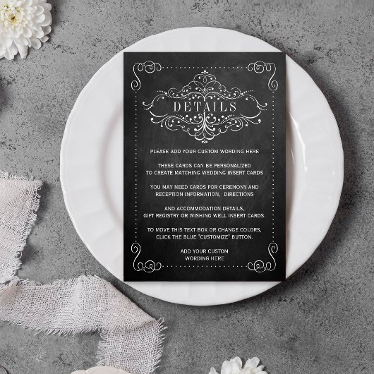 Het Collectie van het Chalkboard Wedding Informatiekaartje
