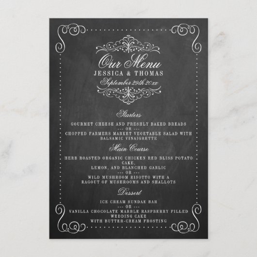 Het Collectie van het Chalkboard Wedding - Menus Menu (Voorkant)
