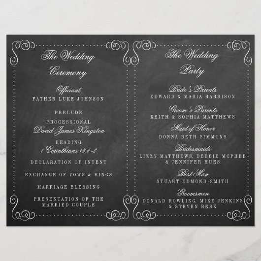 Het  Collectie van het Chalkboard Wedding - Progra (Achterkant)