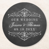 Het  Collectie van het Chalkboard Wedding Ronde Kartonnen Onderzetter (Voorkant)