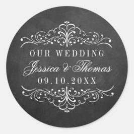 Het  Collectie van het Chalkboard Wedding Ronde Sticker