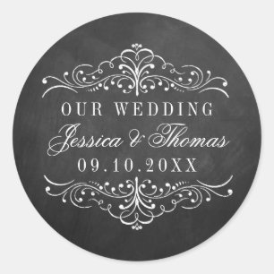 Het  Collectie van het Chalkboard Wedding Ronde Sticker