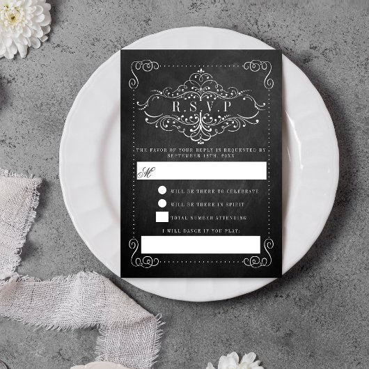 Het  Collectie van het Chalkboard Wedding RSVP Kaartje