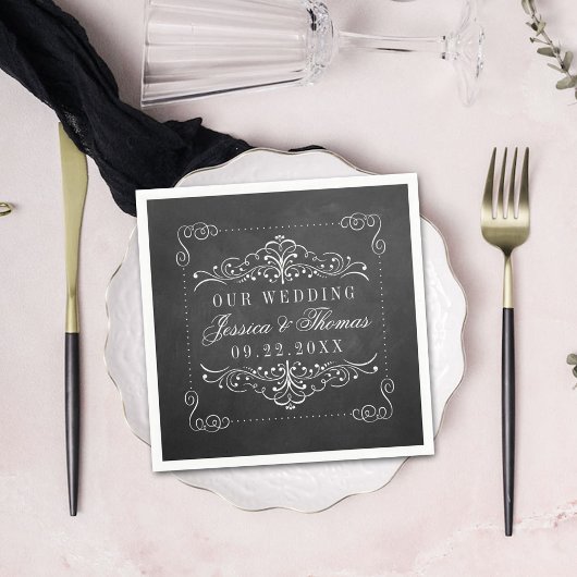 Het Collectie van het Chalkboard Wedding Servet