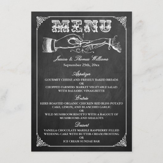 Het  Collectie van het huwelijk in Chalkboard Menu (Voorkant)