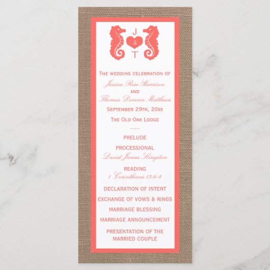 Het Collectie van het Koraalzeepaardbeugel Programmakaart (Voorkant)