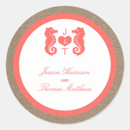 Het Collectie van het Koraalzeepaardbeugel Ronde Sticker