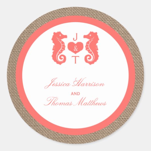 Het Collectie van het Koraalzeepaardbeugel Ronde Sticker (Voorkant)