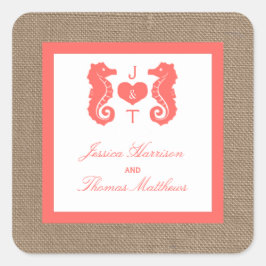 Het Collectie van het Koraalzeepaardbeugel Vierkante Sticker