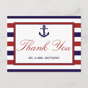 Het Collectie van het Rode en Navy Nautical Anchor Briefkaart
