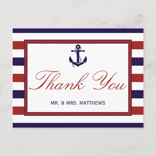 Het Collectie van het Rode en Navy Nautical Anchor Briefkaart (Voorkant)