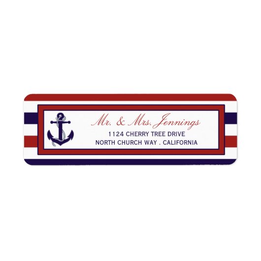 Het Collectie van het Rode en Navy Nautical Anchor Etiket (Voorkant)