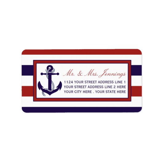 Het Collectie van het Rode en Navy Nautical Anchor Etiket (Voorkant)