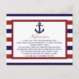 Het Collectie van het Rode en Navy Nautical Anchor Informatiekaartje