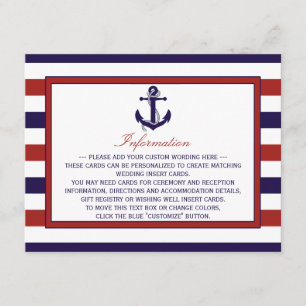 Het Collectie van het Rode en Navy Nautical Anchor Informatiekaartje