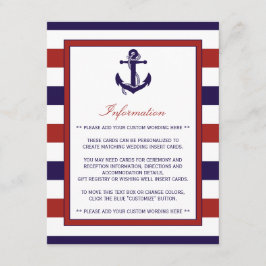 Het Collectie van het Rode en Navy Nautical Anchor Informatiekaartje