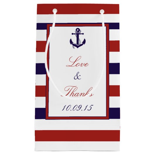 Het Collectie van het Rode en Navy Nautical Anchor Klein Cadeauzakje (Voorkant)