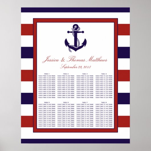 Het Collectie van het Rode en Navy Nautical Anchor Poster (Voorkant)