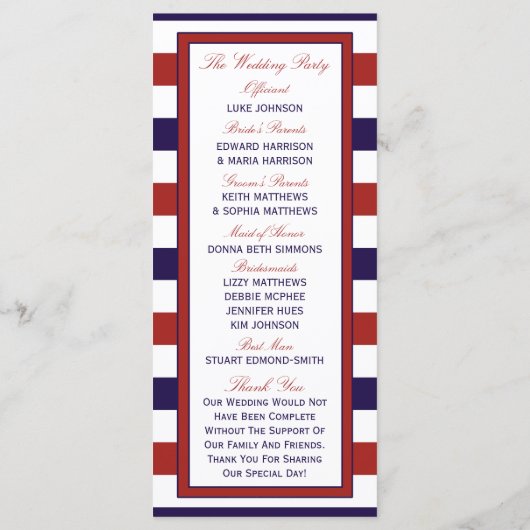 Het Collectie van het Rode en Navy Nautical Anchor Programmakaart (Achterkant)