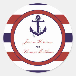 Het Collectie van het Rode en Navy Nautical Anchor Ronde Sticker