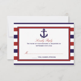 Het Collectie van het Rode en Navy Nautical Anchor RSVP Kaartje