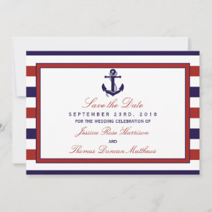 Het Collectie van het Rode en Navy Nautical Anchor Save The Date