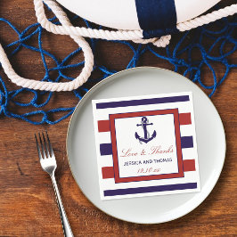 Het Collectie van het Rode en Navy Nautical Anchor Servetten