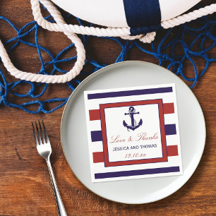 Het Collectie van het Rode en Navy Nautical Anchor Servetten
