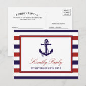 Het Collectie van het Rode en Navy Nautical Anchor Uitnodiging Briefkaart (Voorkant / Achterkant)