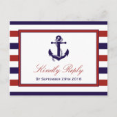 Het Collectie van het Rode en Navy Nautical Anchor Uitnodiging Briefkaart (Voorkant)
