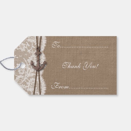 Het Collectie van het Rustische Nautical Anchor We Cadeaulabel (Achterkant Horizontaal)