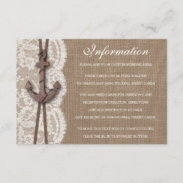 Het Collectie van het Rustische Nautical Anchor We Informatiekaartje