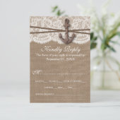 Het Collectie van het Rustische Nautical Anchor We RSVP Kaartje (Staand voorkant)