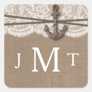 Het Collectie van het Rustische Nautical Anchor We Vierkante Sticker