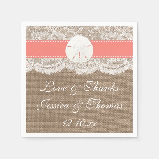 Het Collectie van het strand van de Koraalzandband Servetten (Voorkant)