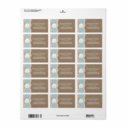 Het Collectie van het strand van Turquoise Sand Do Etiket (Full Sheet)