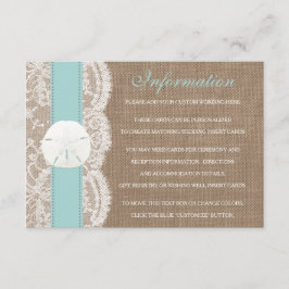 Het Collectie van het strand van Turquoise Sand Do Informatiekaartje