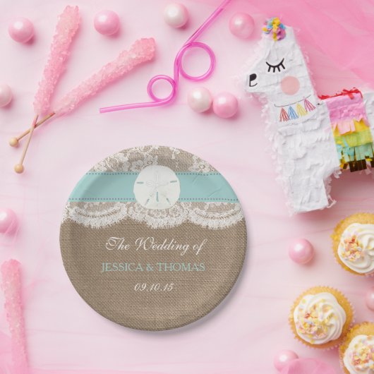 Het Collectie van het strand van Turquoise Sand Do Papieren Bordje (Feest)