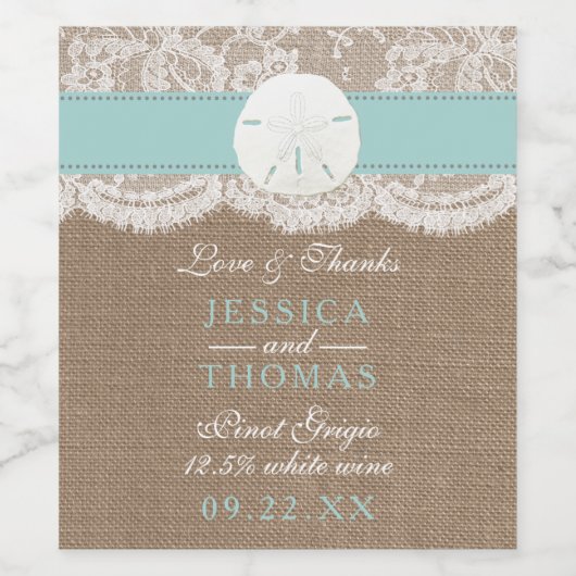 Het Collectie van het strand van Turquoise Sand Do Wijn Etiket (Enkel label)