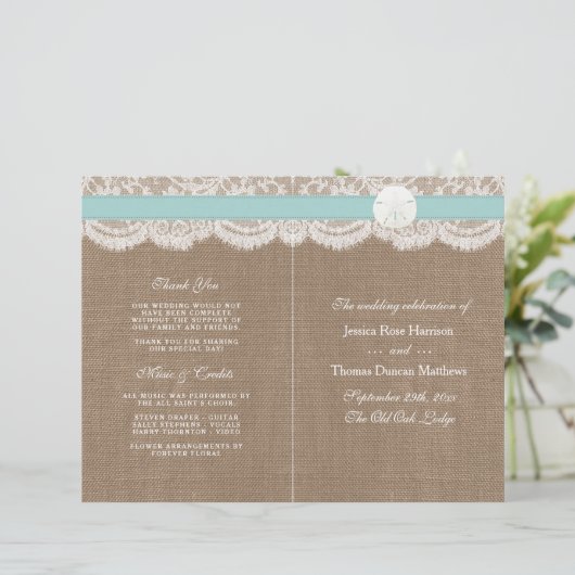 Het Collectie van het Turquoise Sand Dollar Weddin (Staand voorkant)