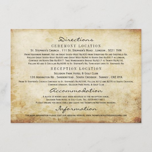 Het  Collectie voor het weduwschap Informatiekaartje (Achterkant)