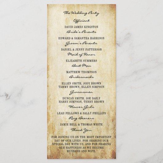 Het  Collectie voor het weduwschap Programmakaart (Achterkant)